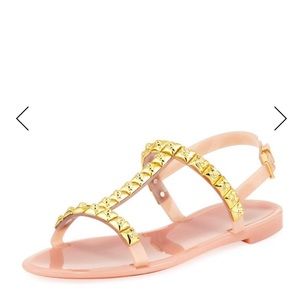 Stuart Weitzman pink flat sandals